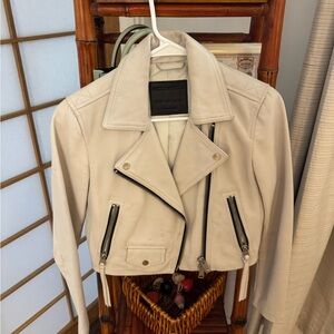All Saints Off-White Elora Biker Leather Jacket